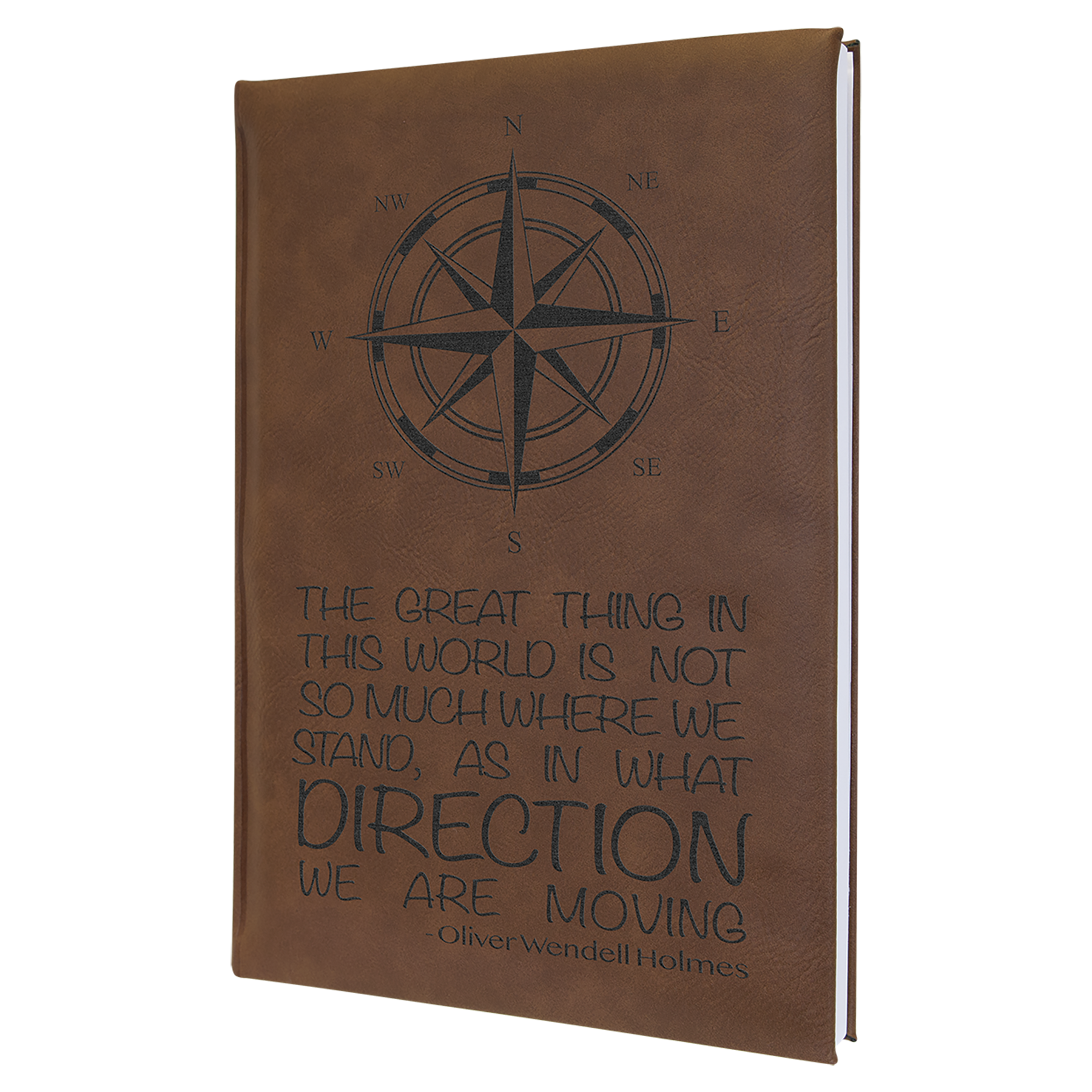 7" x 9 3/4" Dark Brown Laserable Leatherette Sketch Book with Unlined Notepad - Beacon Laser Creations LLC