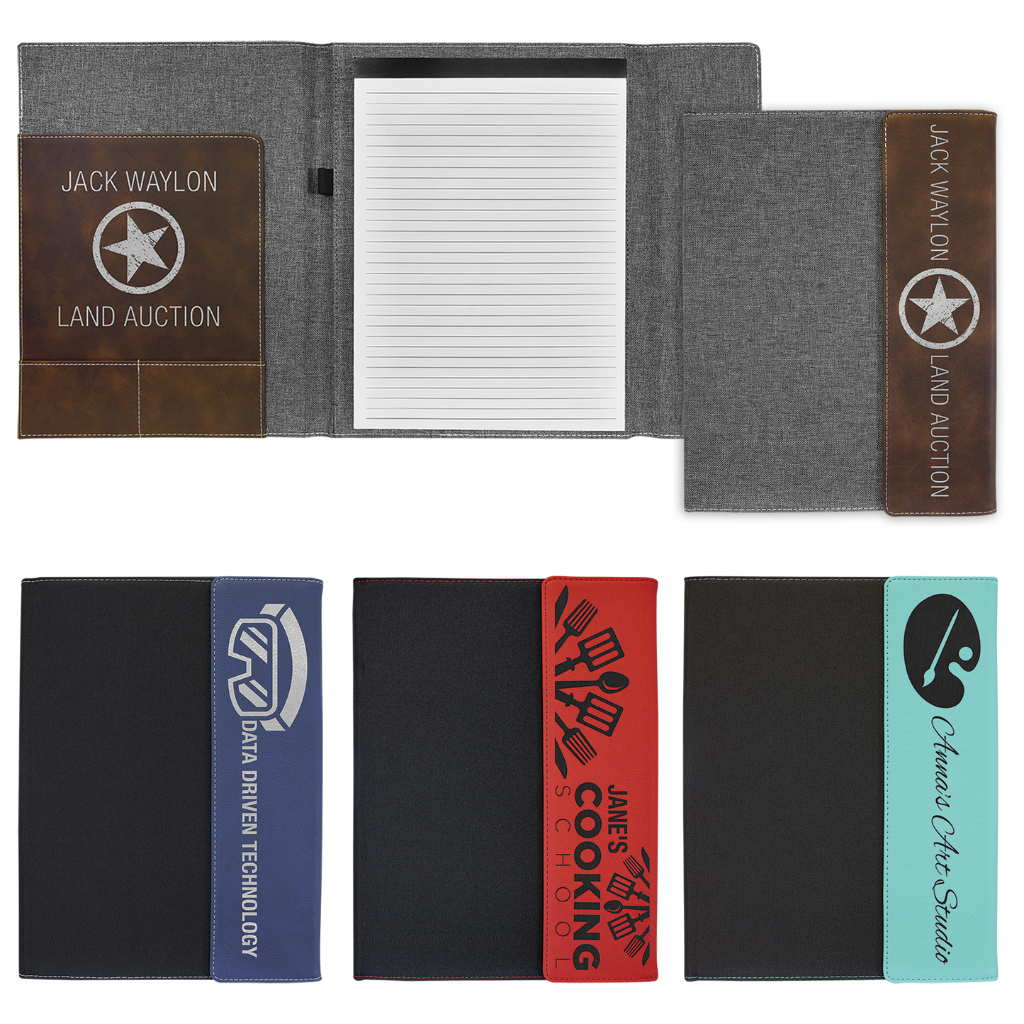9 1/2" x 12" Laserable Leatherette / Canvas Portfolio with Notepad - Beacon Laser Creations LLC