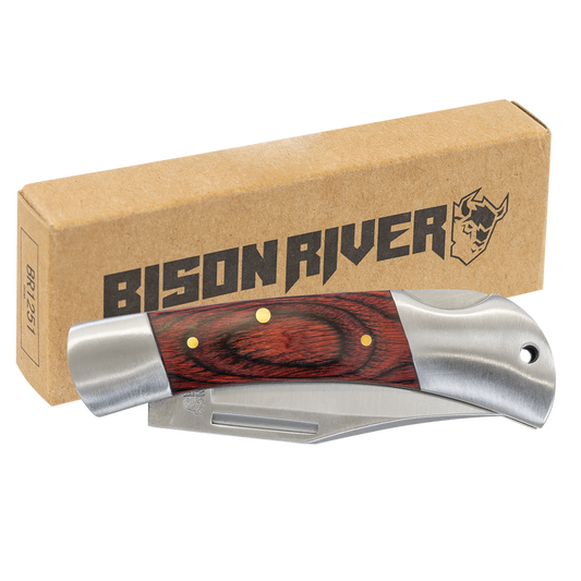 BISON RIVER  3 1/2" Wood Folding Knife - Beacon Laser Creations LLC