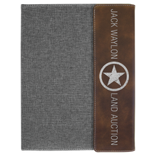 Load image into Gallery viewer, 9 1/2&quot; x 12&quot; Laserable Leatherette / Canvas Portfolio with Notepad
