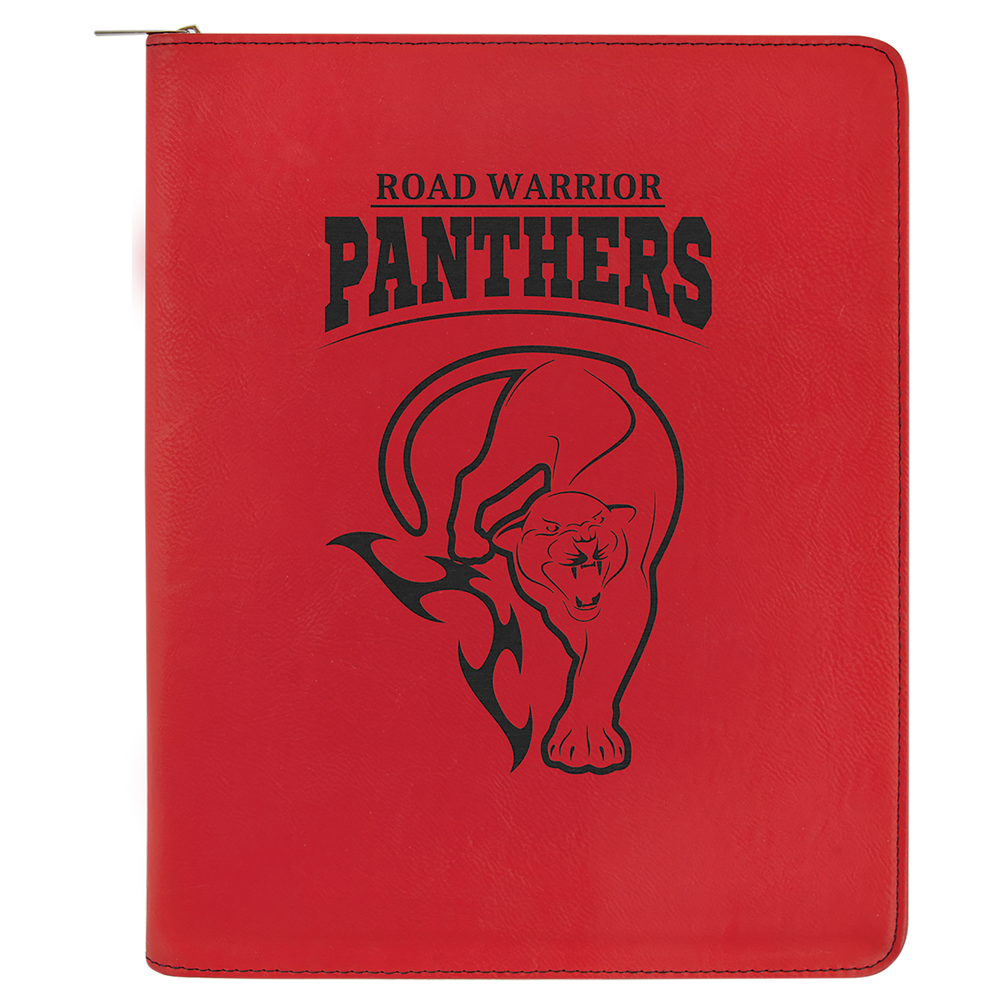 Red Laserable Leatherette Portfolio with Zipper and Notepad - Beacon Laser Creations LLC